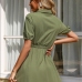 5Solid Turndown Collar Short Sleeve Dress