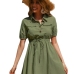 6Solid Turndown Collar Short Sleeve Dress