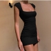 3Square Neck Solid Women Bodycon Dress