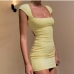 7Square Neck Solid Women Bodycon Dress