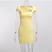 10Square Neck Solid Women Bodycon Dress