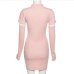 14Stylish Pink Bodycon Slit Mini Dress With Sleeves