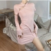 9Stylish Pink Bodycon Slit Mini Dress With Sleeves