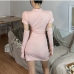 11Stylish Pink Bodycon Slit Mini Dress With Sleeves