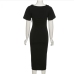 13Stylish Plain Short Sleeve Side Slit Midi Dresses