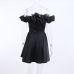12Stylish Pure Color Ruffled Off The Shoulder Dress