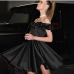 7Stylish Pure Color Ruffled Off The Shoulder Dress