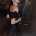 9Stylish Pure Color Ruffled Off The Shoulder Dress