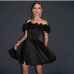 1Stylish Pure Color Ruffled Off The Shoulder Dress