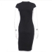 11Summer Black Cap Sleeve Slit Knee Length  Dress