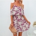 3Summer Chiffon Floral Cold Shoulder Short Dress