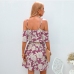 4Summer Chiffon Floral Cold Shoulder Short Dress