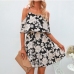 5Summer Chiffon Floral Cold Shoulder Short Dress