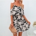 6Summer Chiffon Floral Cold Shoulder Short Dress