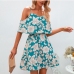 10Summer Chiffon Floral Cold Shoulder Short Dress