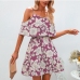 11Summer Chiffon Floral Cold Shoulder Short Dress