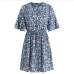 13Summer Chiffon  Floral Short Sleeve Short Dress