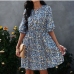 6Summer Chiffon  Floral Short Sleeve Short Dress