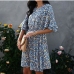 7Summer Chiffon  Floral Short Sleeve Short Dress