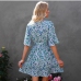 13Summer Floral Ruffles Short Sleeve Dress For Women