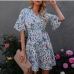 15Summer Floral Ruffles Short Sleeve Dress For Women