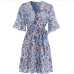 3Summer Floral Ruffles Short Sleeve Dress For Women