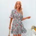 10Summer Floral Ruffles Short Sleeve Dress For Women