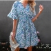 11Summer Floral Ruffles Short Sleeve Dress For Women