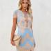 5Summer Lace Patchwork Short Sleeve Sheath Dress