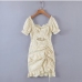 3Summer Ruffle Short Sleeve Drawstring Bodycon Dress