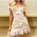 1Summer Ruffle Short Sleeve Drawstring Bodycon Dress