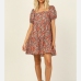 3Summer Square Neck Print Short Sleeve Dress