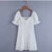 6Summer U Neck Puff Sleeve Short Dress