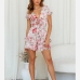 4Summer V Neck Ruffles Short Sleeve Tiered Dress