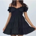 1Sweet Black Puff Sleeve Dresses