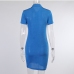 9Temperament Button Down Ruched Short Sleeve Dress