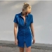 1Temperament Button Down Ruched Short Sleeve Dress