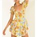 5Tie Wrap Flower Printed Short Sleeve Ruffle Dress