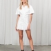 12Turn-down Collar Solid Short Sleeve Shirt Dress