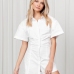 15Turn-down Collar Solid Short Sleeve Shirt Dress