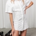 16Turn-down Collar Solid Short Sleeve Shirt Dress