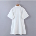 17Turn-down Collar Solid Short Sleeve Shirt Dress