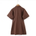 19Turn-down Collar Solid Short Sleeve Shirt Dress