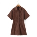 26Turn-down Collar Solid Short Sleeve Shirt Dress