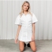 11Turn-down Collar Solid Short Sleeve Shirt Dress