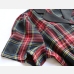 6Vintage Notch Collar Short Sleeve Plaid Dress