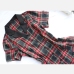 8Vintage Notch Collar Short Sleeve Plaid Dress