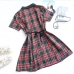9Vintage Notch Collar Short Sleeve Plaid Dress