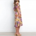 3Vintage Square Neck Floral Print Midi Dress