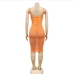 14 Hot Drilling Zipper Up Knee Length  Sleeveless Club Dress